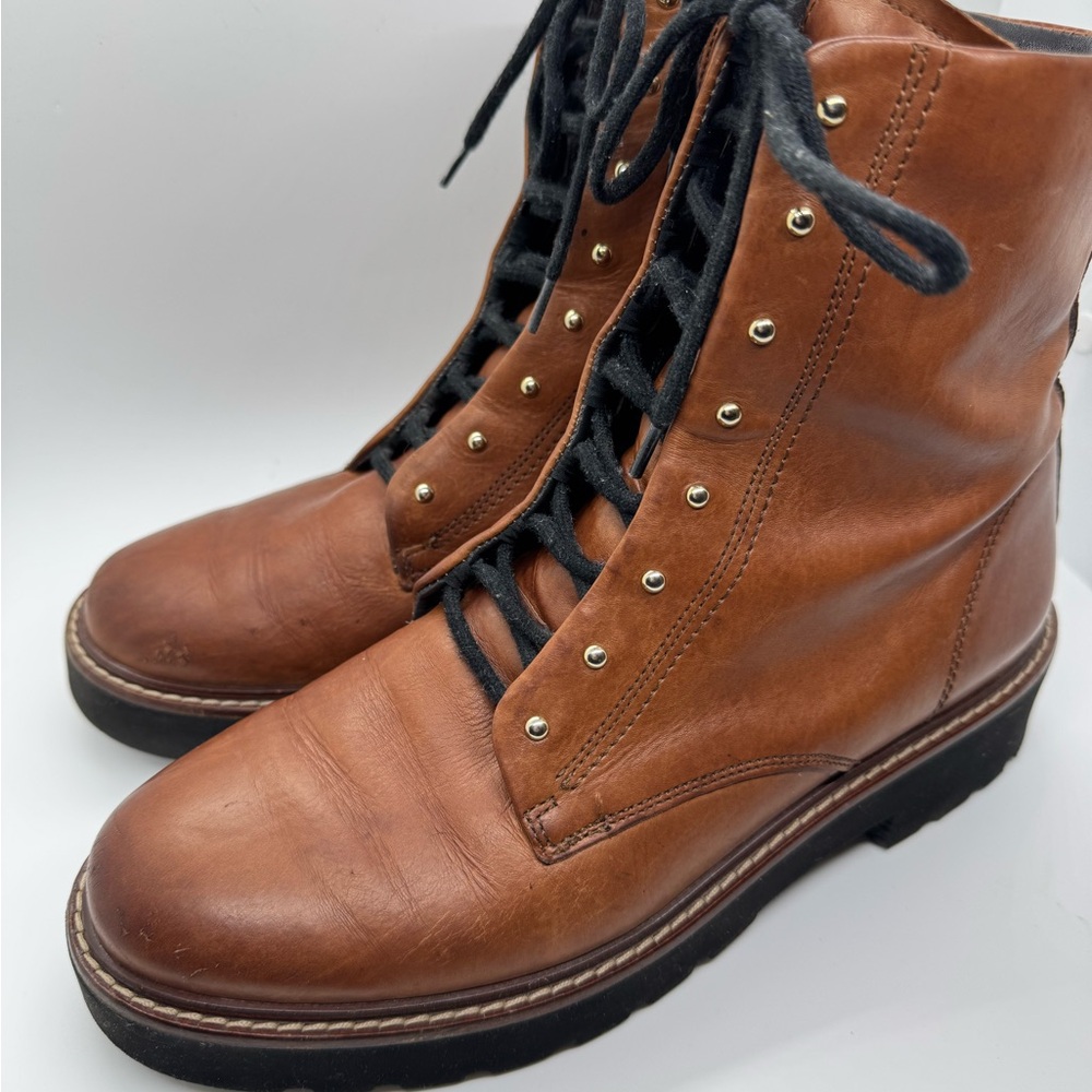 PAUL GREEN Joan Lace-up Bootie In Cognac Leather Size 5 - MSR $510